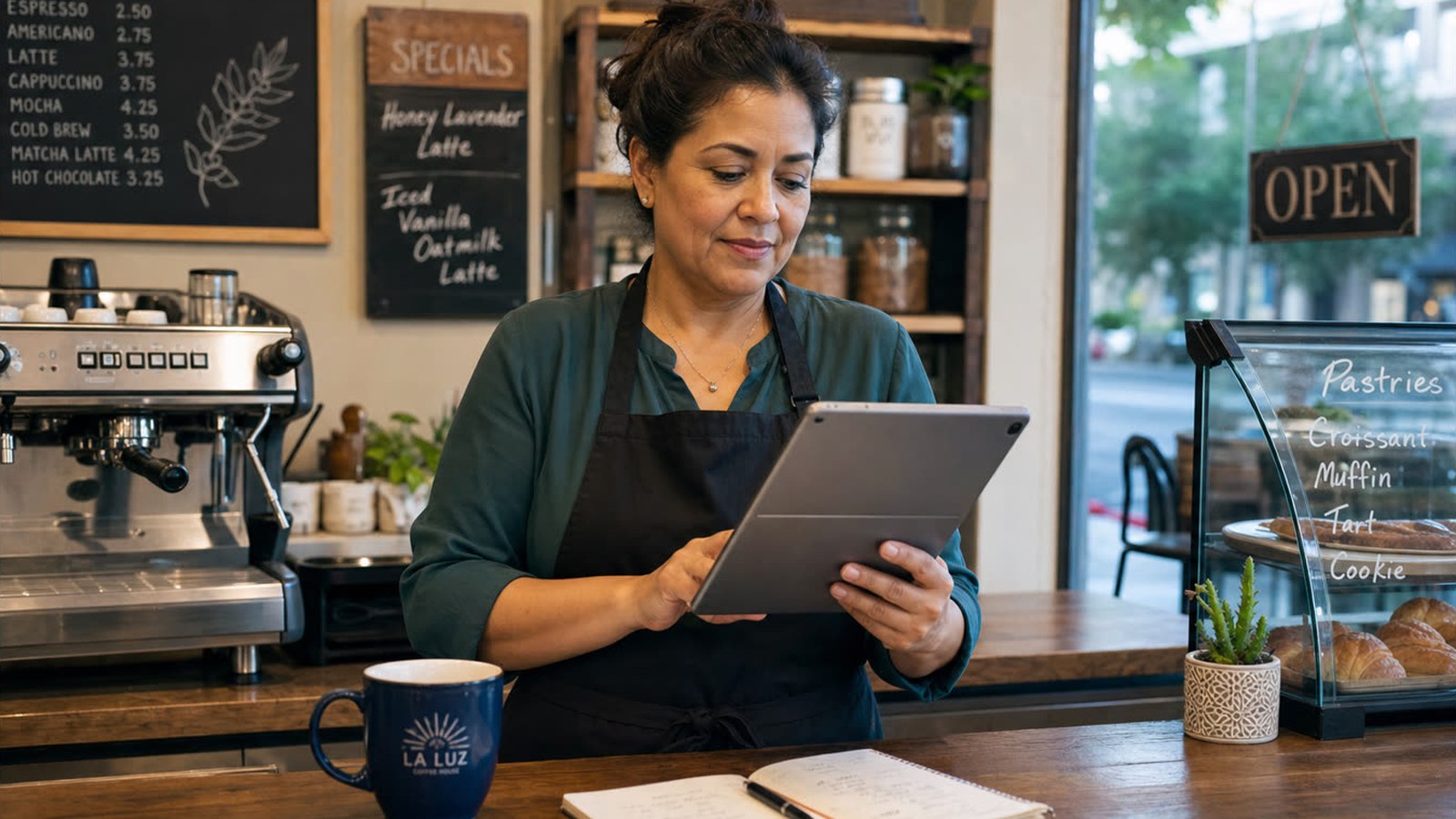 Owner planning finances and reviewing cash flow