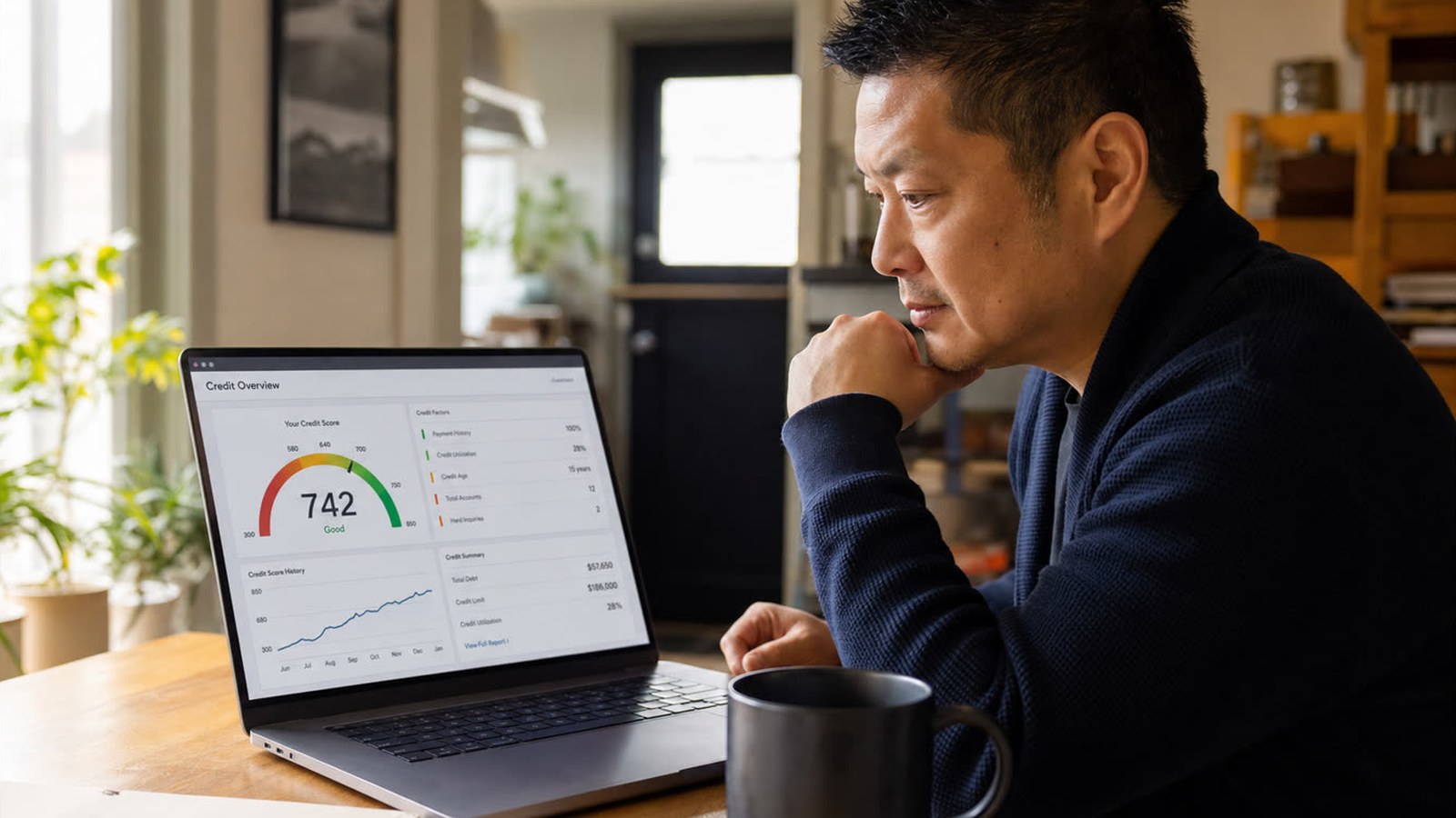 Small business owner reviewing a credit report